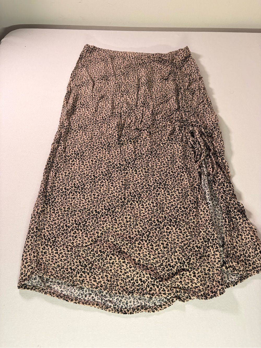 URBAN Romantics Beige and Black Leopard Midi Skirt